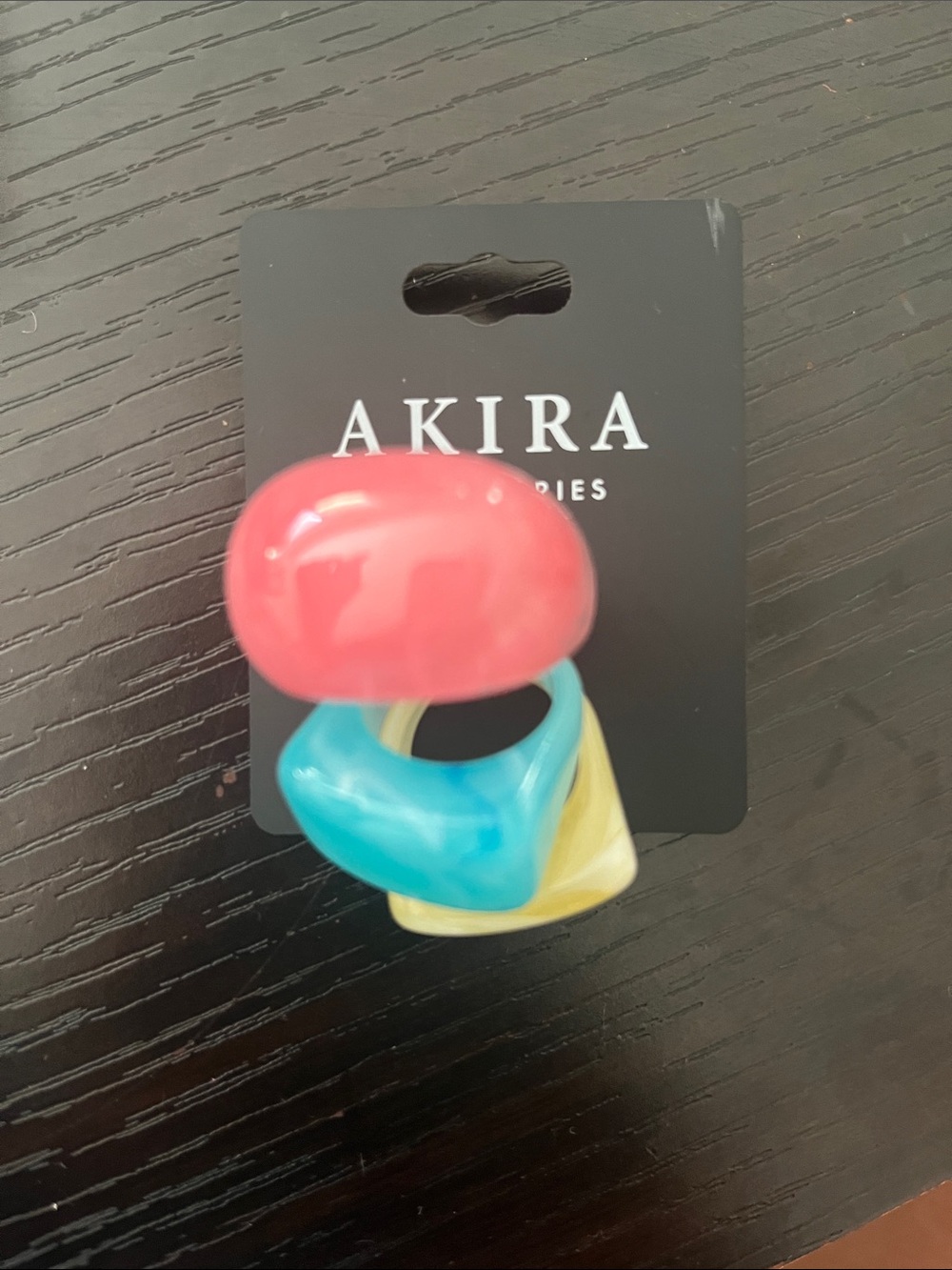 Akira Colorful Resin Ring Set - Pink, Blue, Yellow